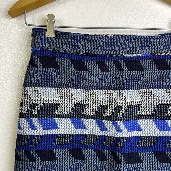 Maje Jakarto Jaquard Mini Skirt 38 Womens Blue Geometric Heavy Knit Zip Boho - Picture 3 of 9